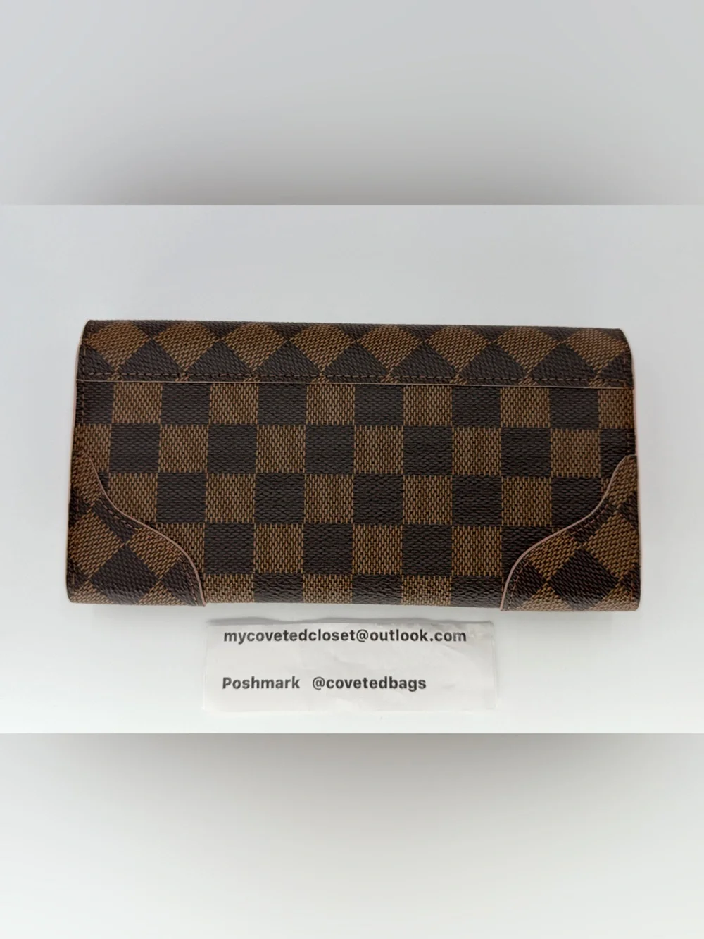 🤎🩷LV Caissa Wallet Damier Ebene and  Pink Full Set Box Dust Bag & Entrupy COA - Picture 3 of 13